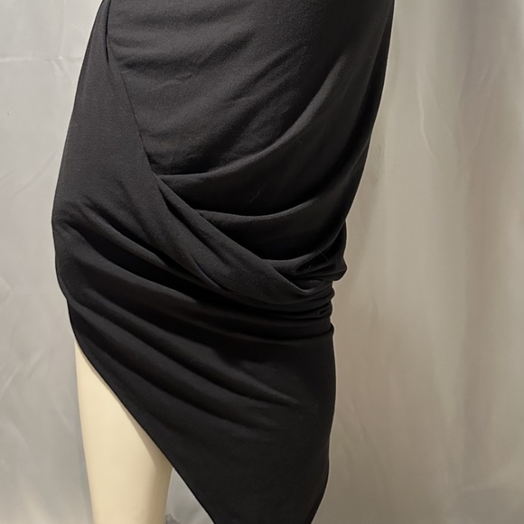 Black Draped Asymmetrical Knit Skirt - Picture 1 of 6